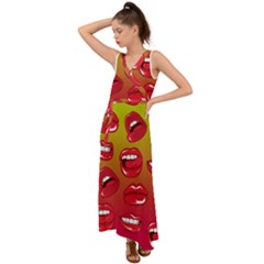 Hot Lips V-neck Chiffon Maxi Dress by ExtraAwesomeSauce