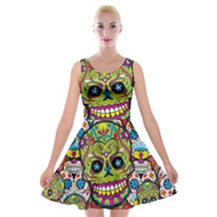 Sugar Skulls Velvet Skater Dress by ExtraAwesomeSauce