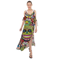 Sugar Skulls Maxi Chiffon Cover Up Dress by ExtraAwesomeSauce