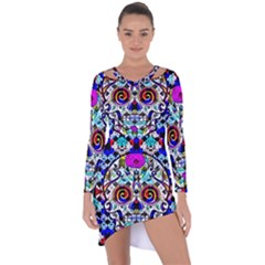 Sugar Skull Pattern 2 Asymmetric Cut-out Shift Dress by ExtraAwesomeSauce