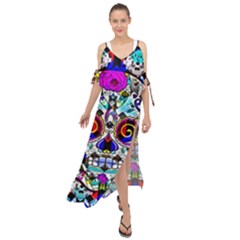 Sugar Skull Pattern 2 Maxi Chiffon Cover Up Dress by ExtraAwesomeSauce