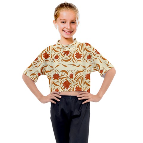 Ornamental Flowers Kids Mock Neck Tee by Eskimos