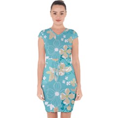 Floral Pattern Capsleeve Drawstring Dress  by ExtraAwesomeSauce