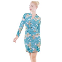 Floral Pattern Button Long Sleeve Dress by ExtraAwesomeSauce