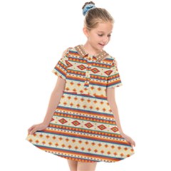 Native American Pattern Kids  Short Sleeve Shirt Dress by ExtraAwesomeSauce