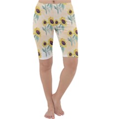 Sunflowers Pattern Cropped Leggings  by ExtraAwesomeSauce