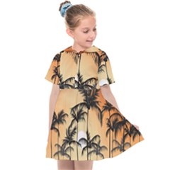 Sunset Palm Trees Beach Summer Kids  Sailor Dress by ExtraAwesomeSauce