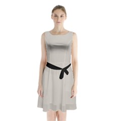 Abalone Grey Sleeveless Waist Tie Chiffon Dress by FashionBoulevard