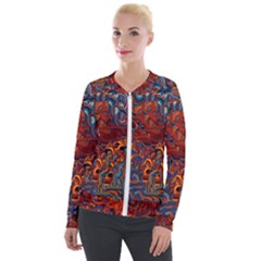 Phoenix In The Rain Abstract Pattern Velvet Zip Up Jacket by CrypticFragmentsDesign