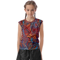 Phoenix Rising Colorful Abstract Art Kids  Raglan Cap Sleeve Tee by CrypticFragmentsDesign