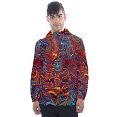 Phoenix Rising Colorful Abstract Art Men s Front Pocket Pullover Windbreaker by CrypticFragmentsDesign