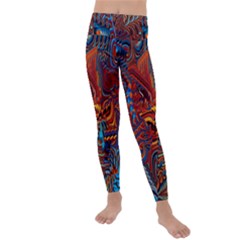 Phoenix Rising Colorful Abstract Art Kids  Lightweight Velour Leggings by CrypticFragmentsDesign