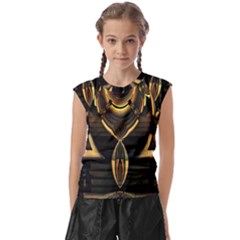 Black And Gold Abstract Line Art Pattern Kids  Raglan Cap Sleeve Tee by CrypticFragmentsDesign