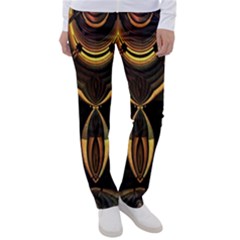 Black And Gold Abstract Line Art Pattern Women s Casual Pants by CrypticFragmentsDesign