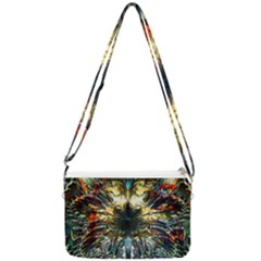 Multicolor Floral Art Copper Patina  Double Gusset Crossbody Bag by CrypticFragmentsDesign