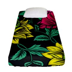 Neon Tropical Yellow Fitted Sheet (single Size) by retrotoomoderndesigns