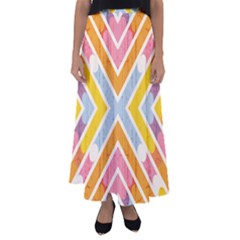 Line Pattern Cross Print Repeat Flared Maxi Skirt by Dutashop