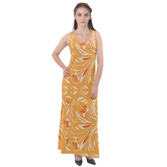 Orange Pattern Sleeveless Velour Maxi Dress by Eskimos