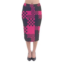 Cube Square Block Shape Velvet Midi Pencil Skirt by Dutashop