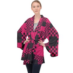 Cube Square Block Shape Long Sleeve Velvet Kimono  by Dutashop