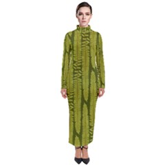 Fern Texture Nature Leaves Turtleneck Maxi Dress by Dutashop