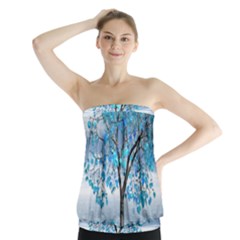 Crystal Blue Tree Strapless Top by icarusismartdesigns