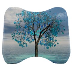 Crystal Blue Tree Velour Head Support Cushion by icarusismartdesigns