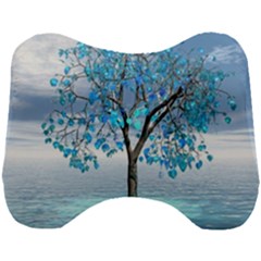 Crystal Blue Tree Head Support Cushion by icarusismartdesigns