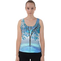 Crystal Blue Tree Velvet Tank Top by icarusismartdesigns