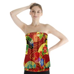 Floral Abstract Strapless Top by icarusismartdesigns