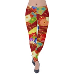 Floral Abstract Velvet Leggings by icarusismartdesigns