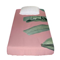 Banana Leaf On Pink Fitted Sheet (single Size) by goljakoff