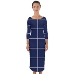 Blue Buffalo Plaid Quarter Sleeve Midi Bodycon Dress by goljakoff