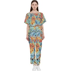 Flowers And Butterfly Batwing Lightweight Jumpsuit by goljakoff