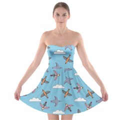 Birds In The Sky Strapless Bra Top Dress by SychEva