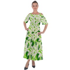 Green Leaves Shoulder Straps Boho Maxi Dress  by Eskimos