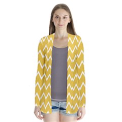 Chevroncolorsblancjaune76 Drape Collar Cardigan by kcreatif