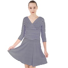 White Dots On Black Quarter Sleeve Front Wrap Dress by JustToWear