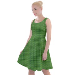 Green Knitted Pattern Knee Length Skater Dress by goljakoff