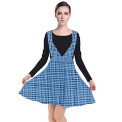 Blue Knitted Pattern Plunge Pinafore Dress by goljakoff