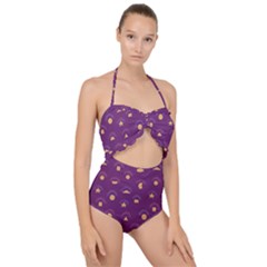 Geometric Figures Scallop Top Cut Out Swimsuit by SychEva