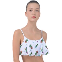 Cacti In Pots Frill Bikini Top by SychEva