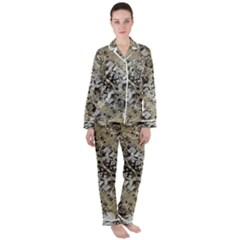 Vintage Ornate Interlace Pattern Satin Long Sleeve Pajamas Set by dflcprintsclothing