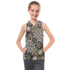 Vintage Ornate Interlace Pattern Kids  Sleeveless Hoodie by dflcprintsclothing