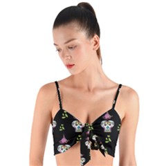 Skull Pattern Woven Tie Front Bralet by Sparkle