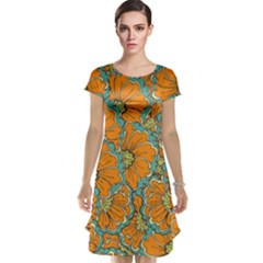 Orange Flowers Cap Sleeve Nightdress by goljakoff