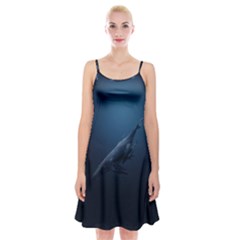 Blue Whales Spaghetti Strap Velvet Dress by goljakoff