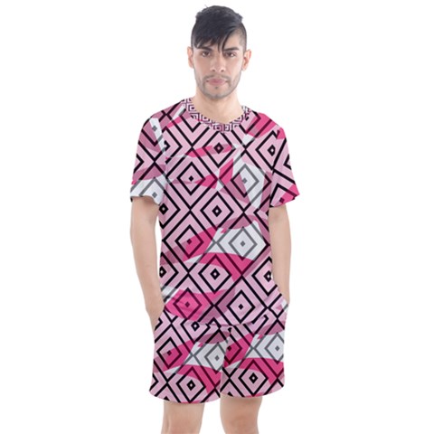 Patternabstraitrosenoir65 Men s Mesh Tee And Shorts Set by kcreatif