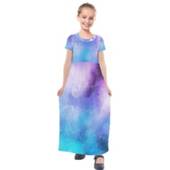 Metallic Paint Kids  Short Sleeve Maxi Dress by goljakoff