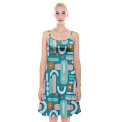 Abstract Shapes Spaghetti Strap Velvet Dress by SychEva